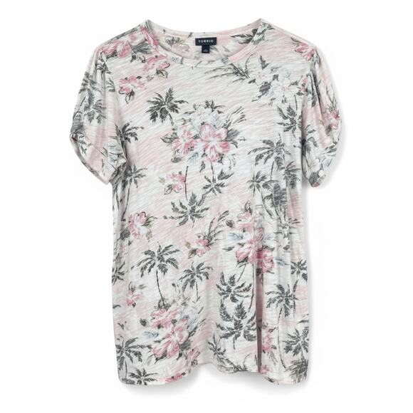torrid Tops - Torrid Womens M (00) Tropical Coastal Resortwear Bloomcore Floral Palm Print Tee